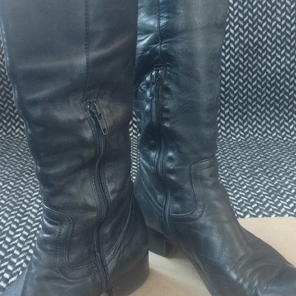Black Leather Vero Cuoio Over The Knee OTK Boots - Picture 4 of 10